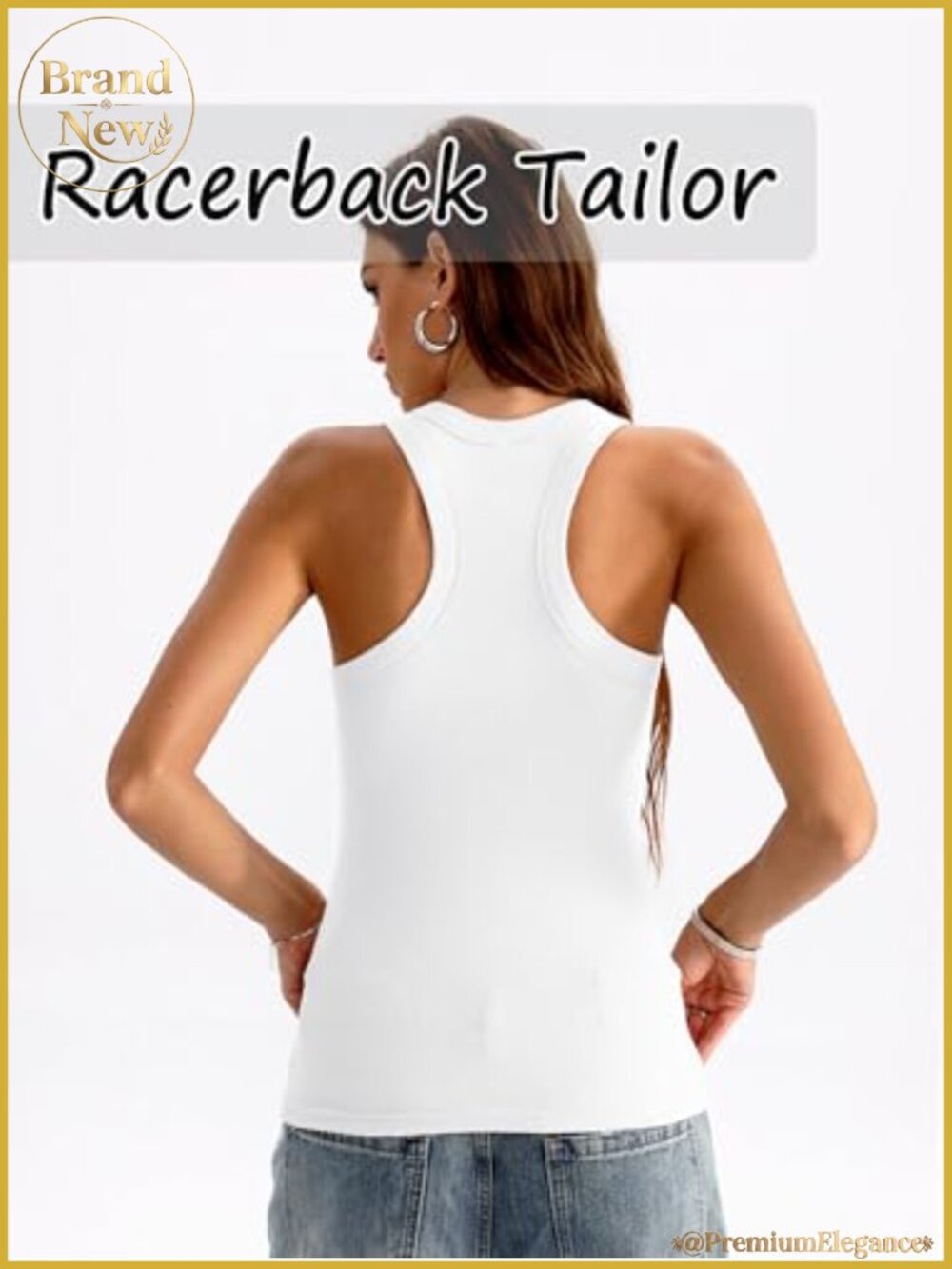 Built-in Bra Racerback Cotton Rib Tank Top - Picture 3 of 6